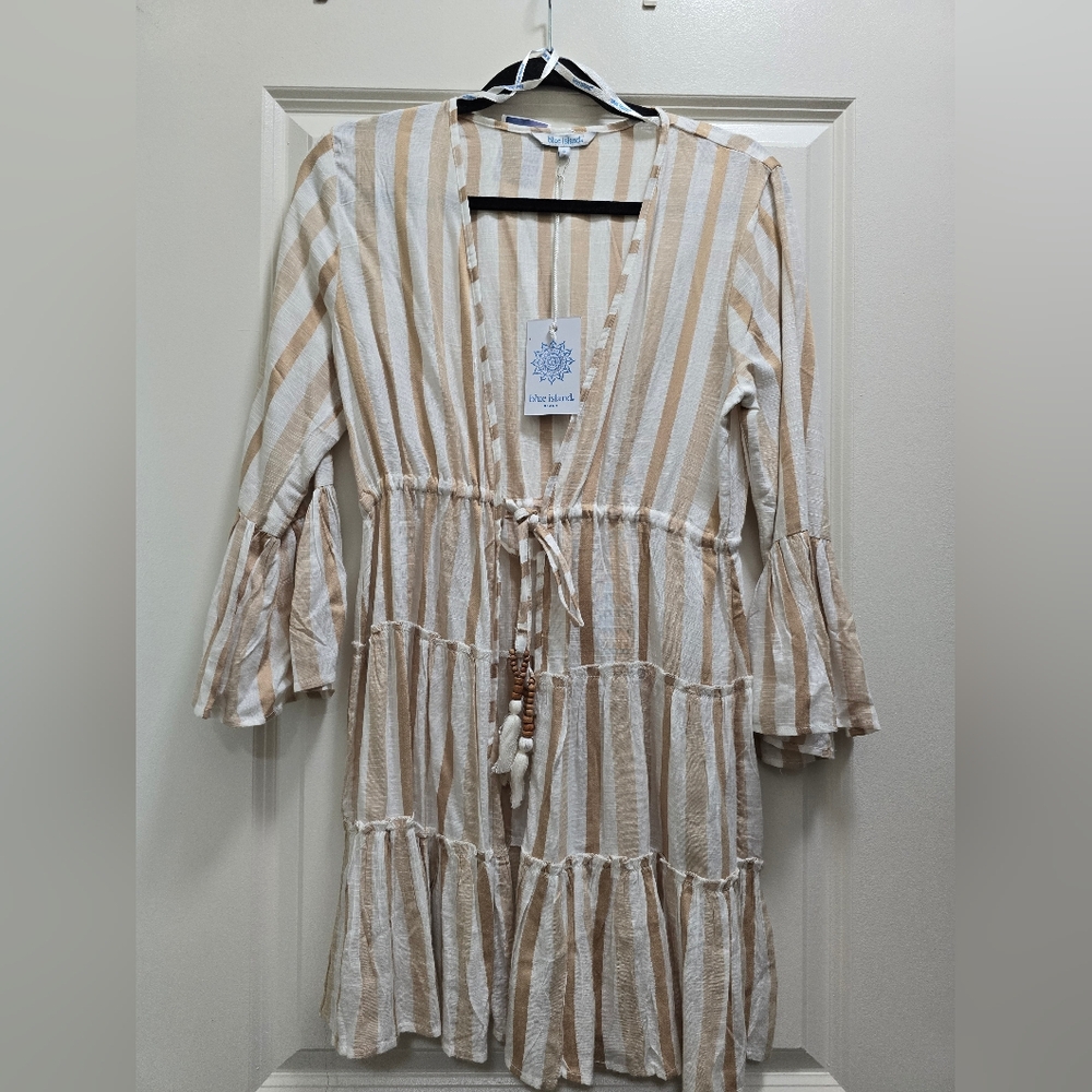 Striped Beige and White Coverup